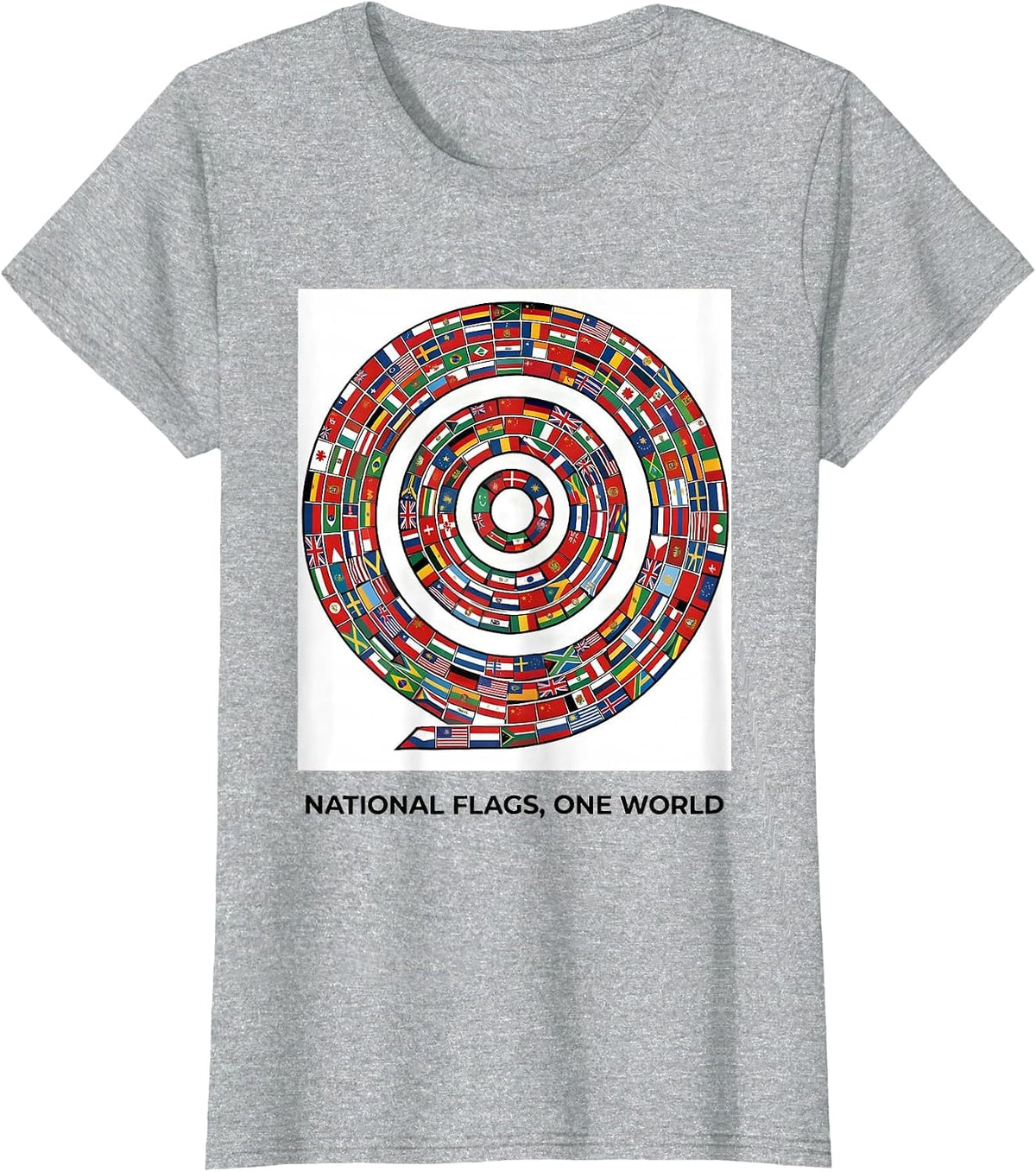 National Flags One World Geography Enthusiast World Traveler T-Shirt - Heather Grey