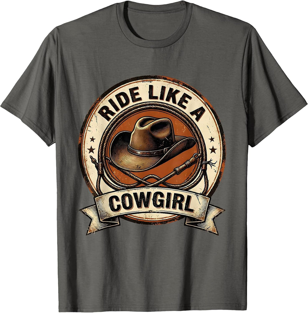 Men's Ride Like a Cowgirl Western Design T-Shirt - Asphalt Grey