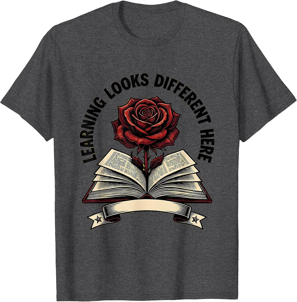 Learning Looks Different Here Paraprofessional T-Shirt - Dark Heather Grey