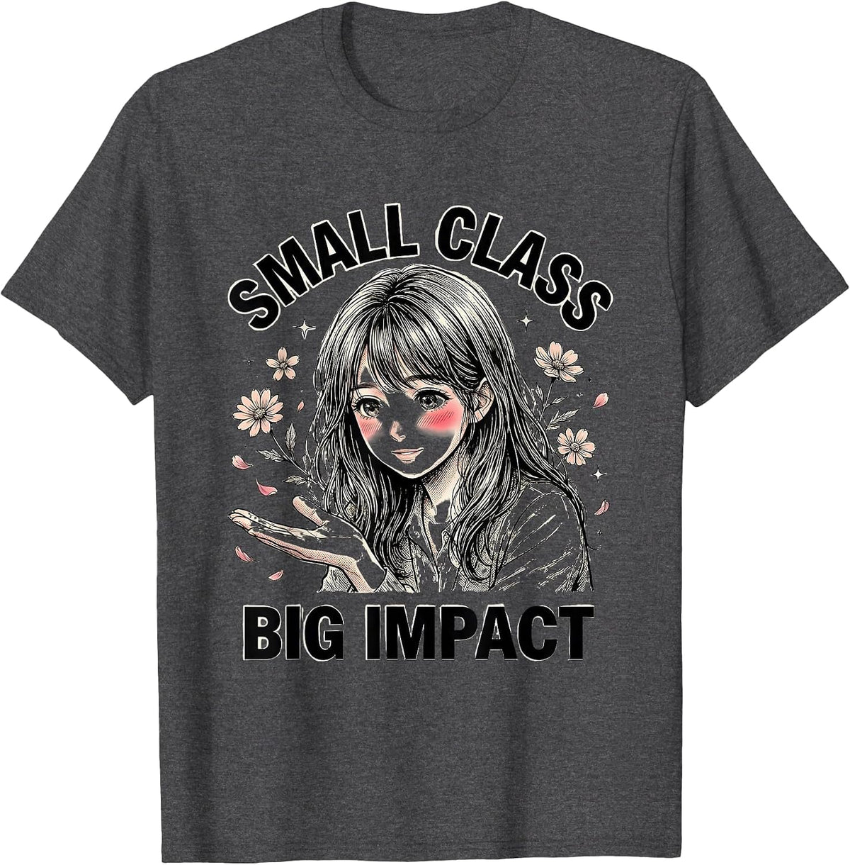 Small Class Big Impact Preschool Teacher Design T-Shirt - Dark Heather Grey