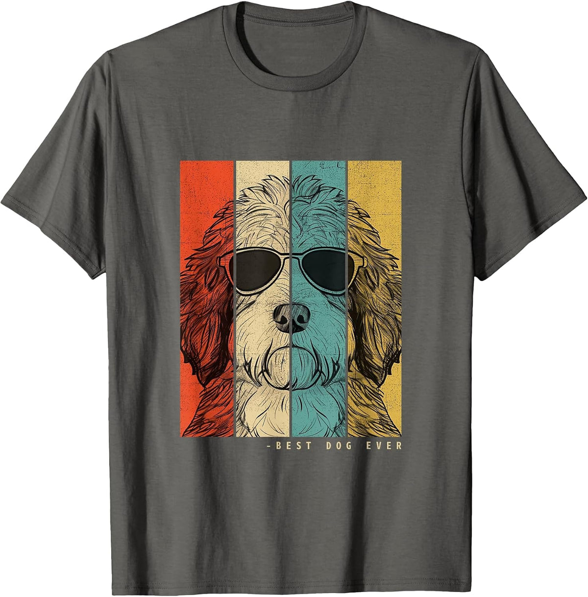 Vintage Saint Berdoodle Dog Mother Dad Children Men Women T-Shirt - Asphalt Grey