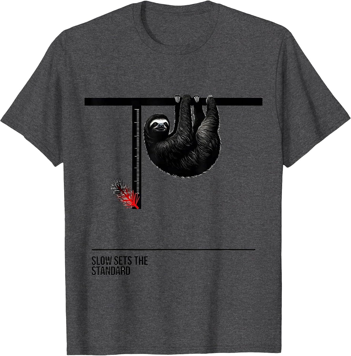 Slow Sets The Standard Funny Sloth Lover Ugly Christmas T-Shirt - Dark Heather Grey
