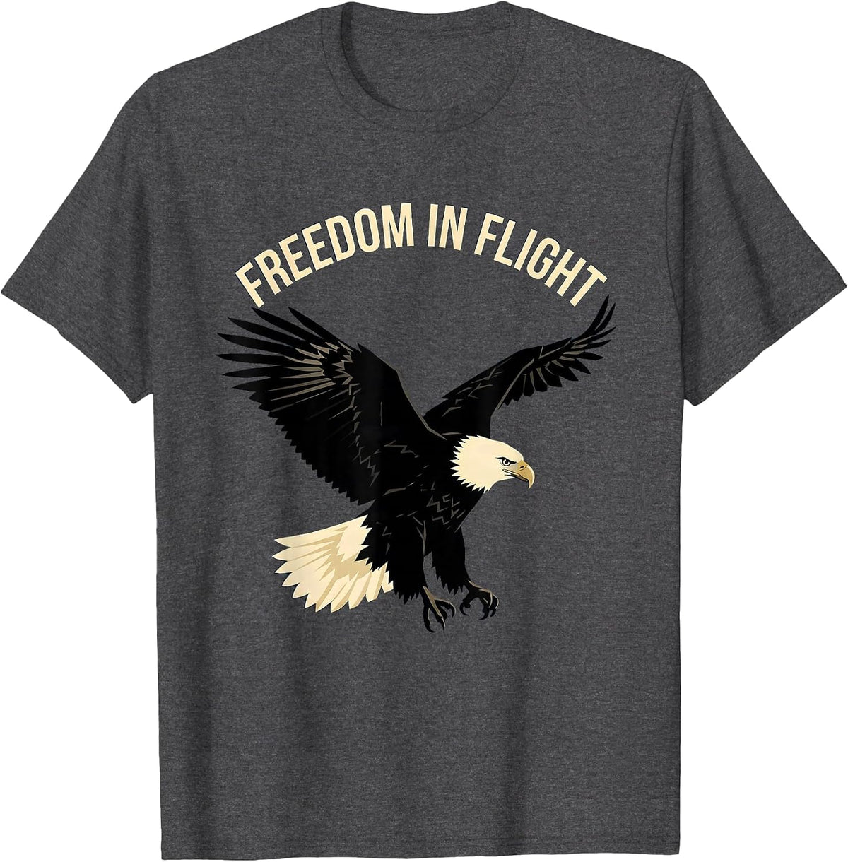 Freedom In Flight Bald Eagle Silhouette Patriotic Wildlife T-Shirt - Dark Heather Grey