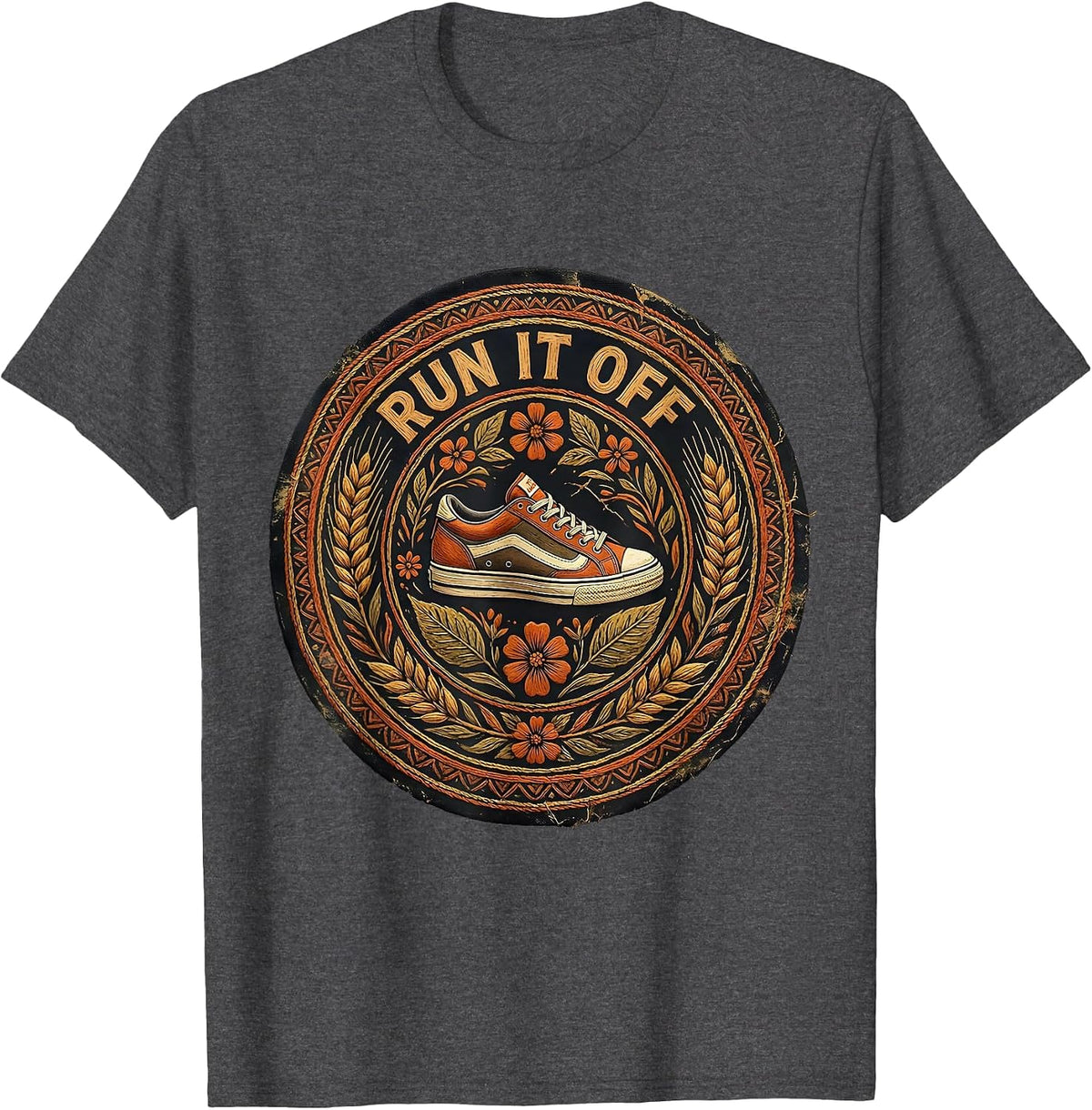 Run It Off PE Teacher Graphic Design T-Shirt - Dark Heather Grey