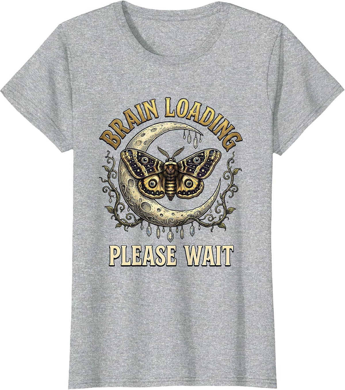 Brain Loading Please Wait Funny Graphic Design T-Shirt - Heather Grey
