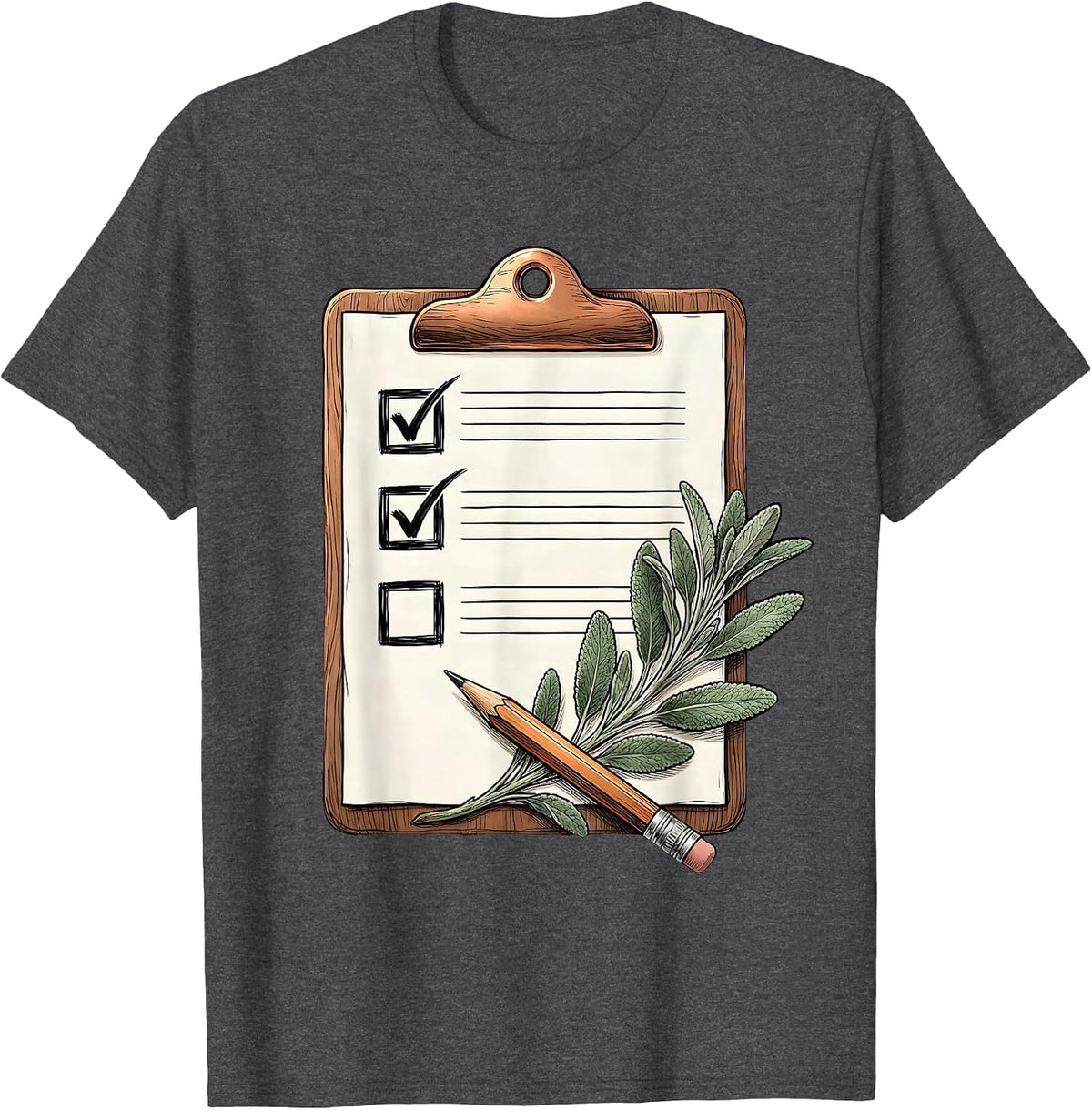 Paraprofessional Clipboard and Pencil Illustration T-Shirt - Dark Heather Grey