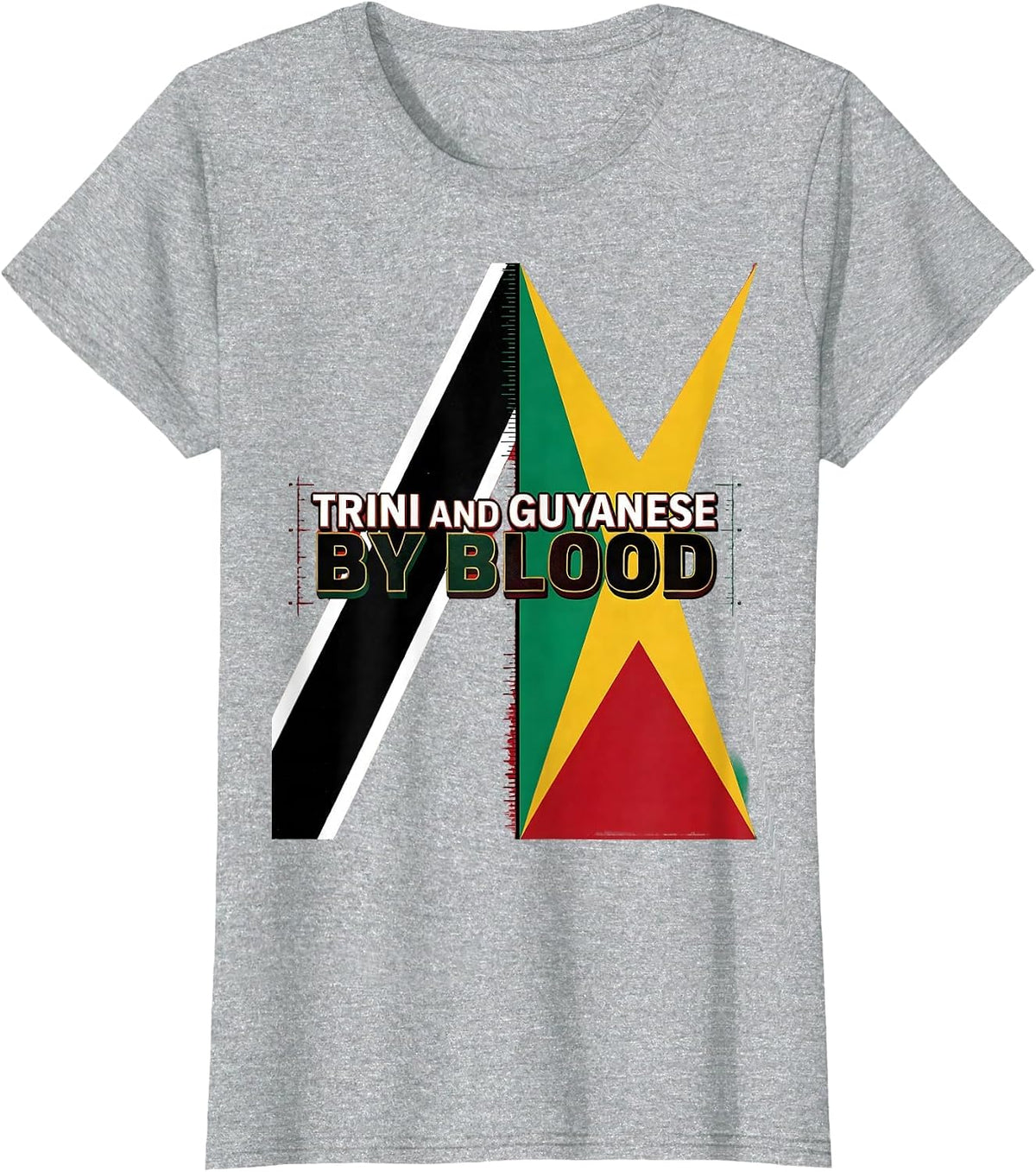 Women's Trini and Guyanese By Blood National Pride Heritage Gift T-Shirt - Heather Grey