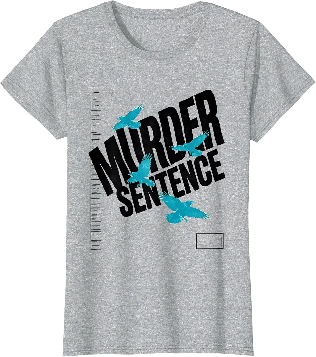 Women's Murder Sentence New Wave Crow Lover Gothic Humor T-Shirt - Heather Grey