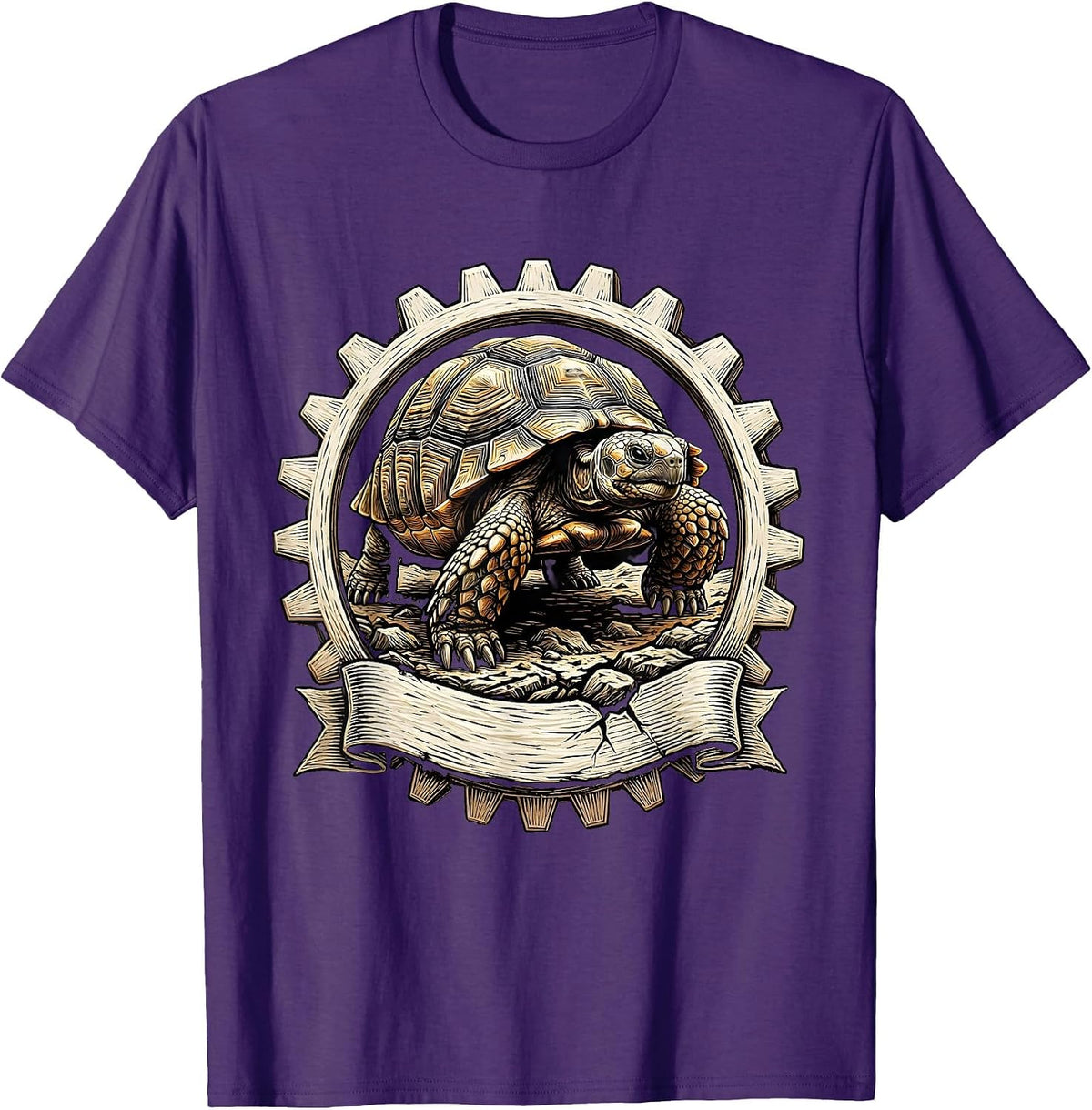 Determined Tortoise Crossing the Finish Line T-Shirt - Purple