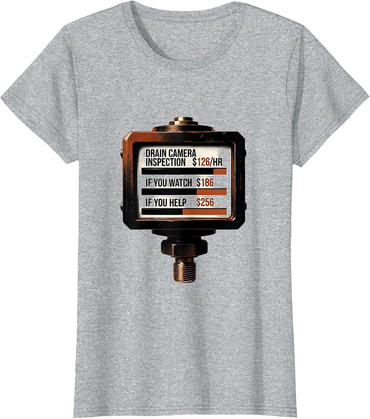 Women's Drain Camera Inspection Funny Plumber Gift T-Shirt - Heather Grey