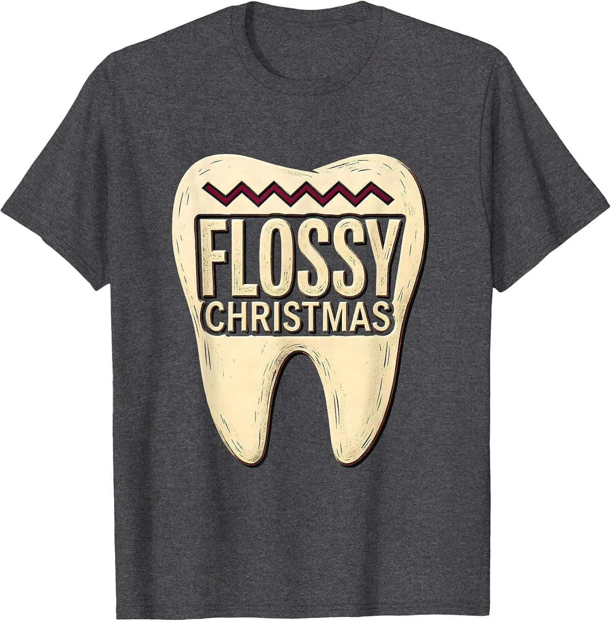 Flossy Christmas Funny Dental Christmas Dentist Dental T-Shirt - Dark Heather Grey