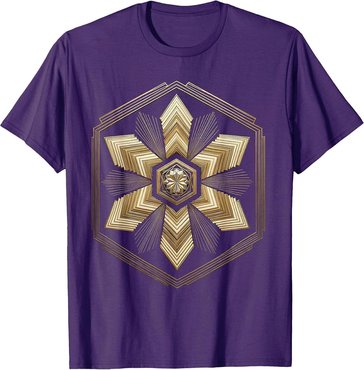Men's Six Arrows Radiating From Center Graphic Design T-Shirt - Purple