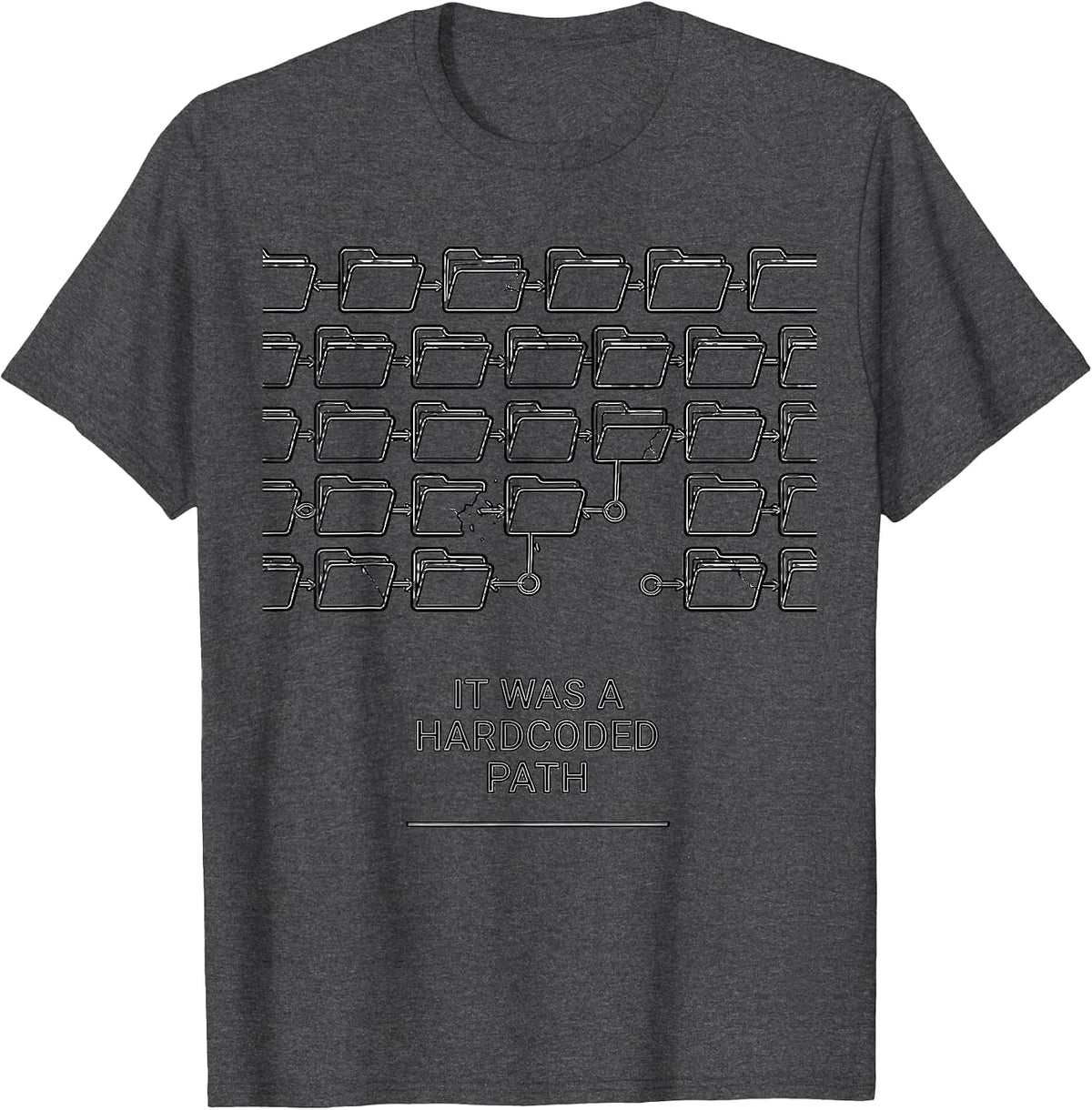 It Was A Hardcoded Path Funny IT Support Programmer Tech T-Shirt - Dark Heather Grey