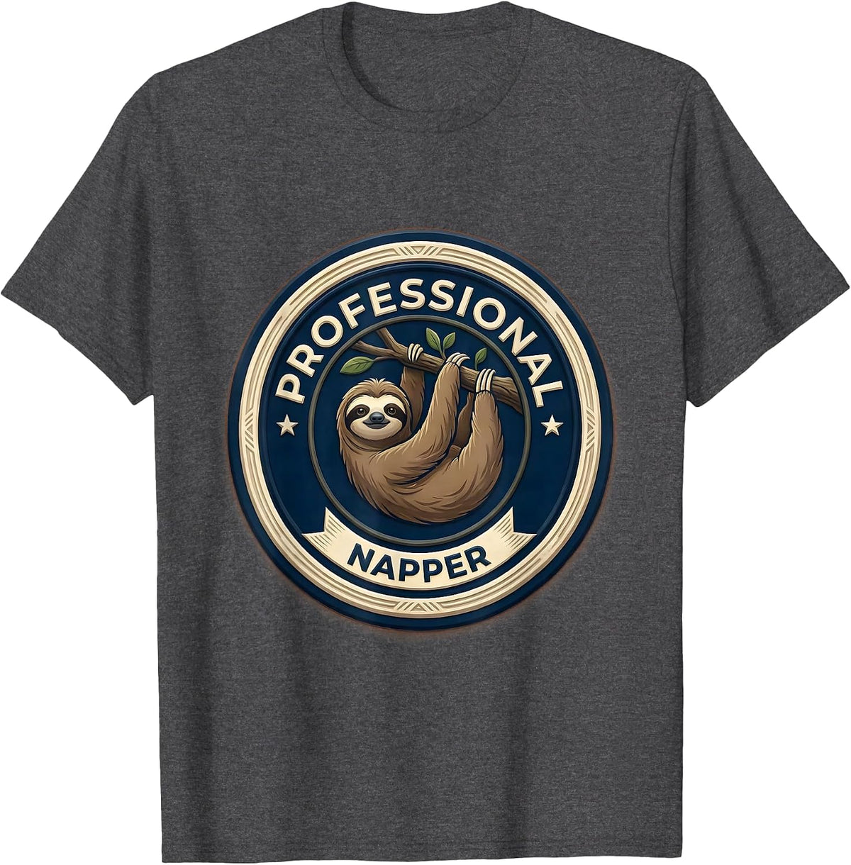 Professional Napper Funny Sloth Lover Humor T-Shirt - Dark Heather Grey