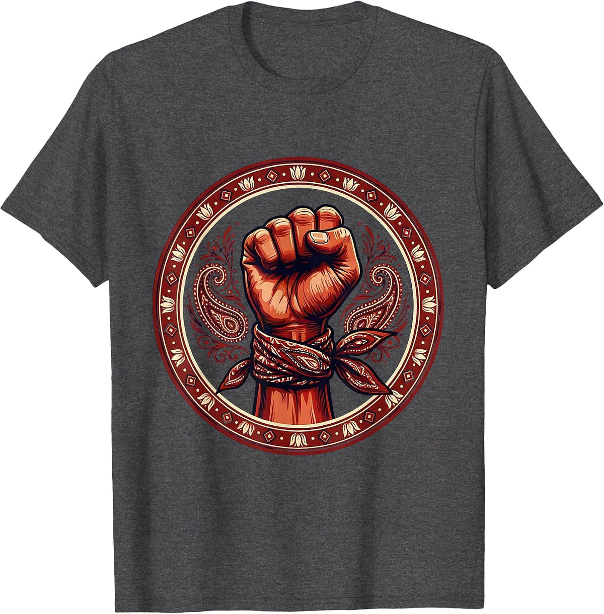 Bandana Wrapped Fist Graphic Tee T-Shirt - Dark Heather Grey