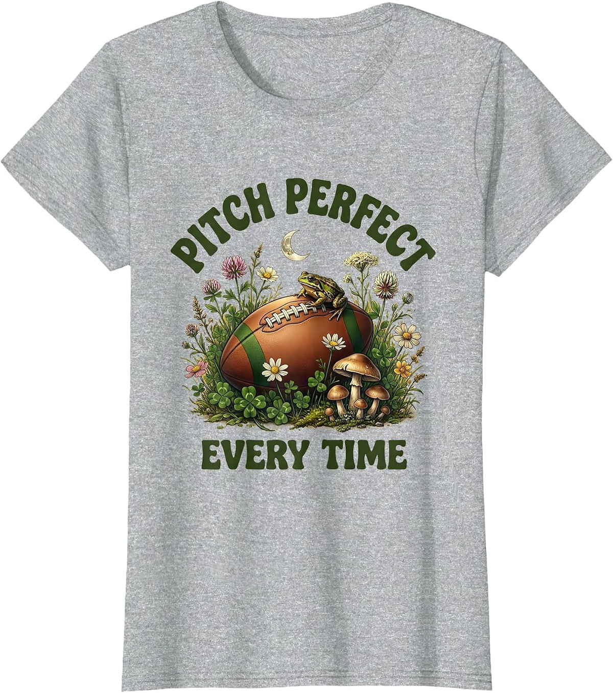 Women's Pitch Perfect Every Time Rugby Graphic Design T-Shirt - Heather Grey