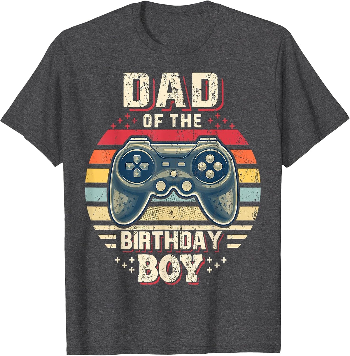 Dad of the Birthday Boy Matching Video Gamer Birthday Party T-Shirt - Dark Heather Grey