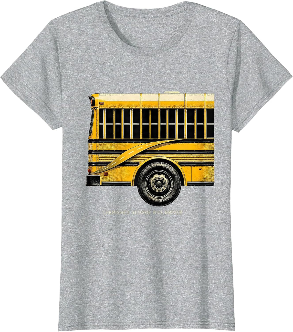 Cherished School Bus Driver Geometric Appreciation Gift T-Shirt - Heather Grey