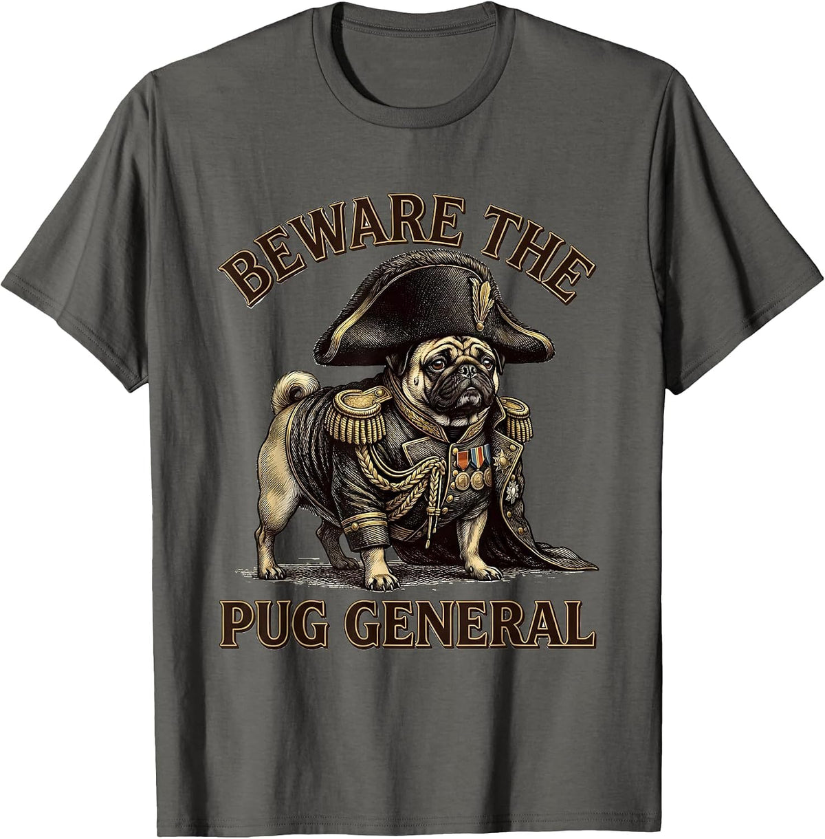 Beware The Pug General Funny Pug Lover Dog Owner Humor T-Shirt - Asphalt Grey
