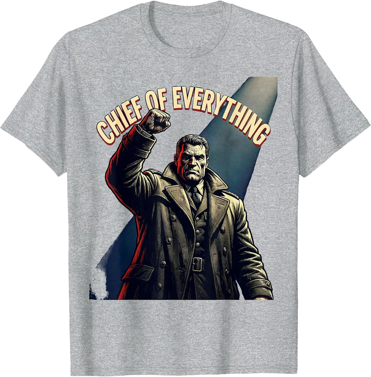 Men's Chief of Everything President Commander Design T-Shirt - Heather Grey