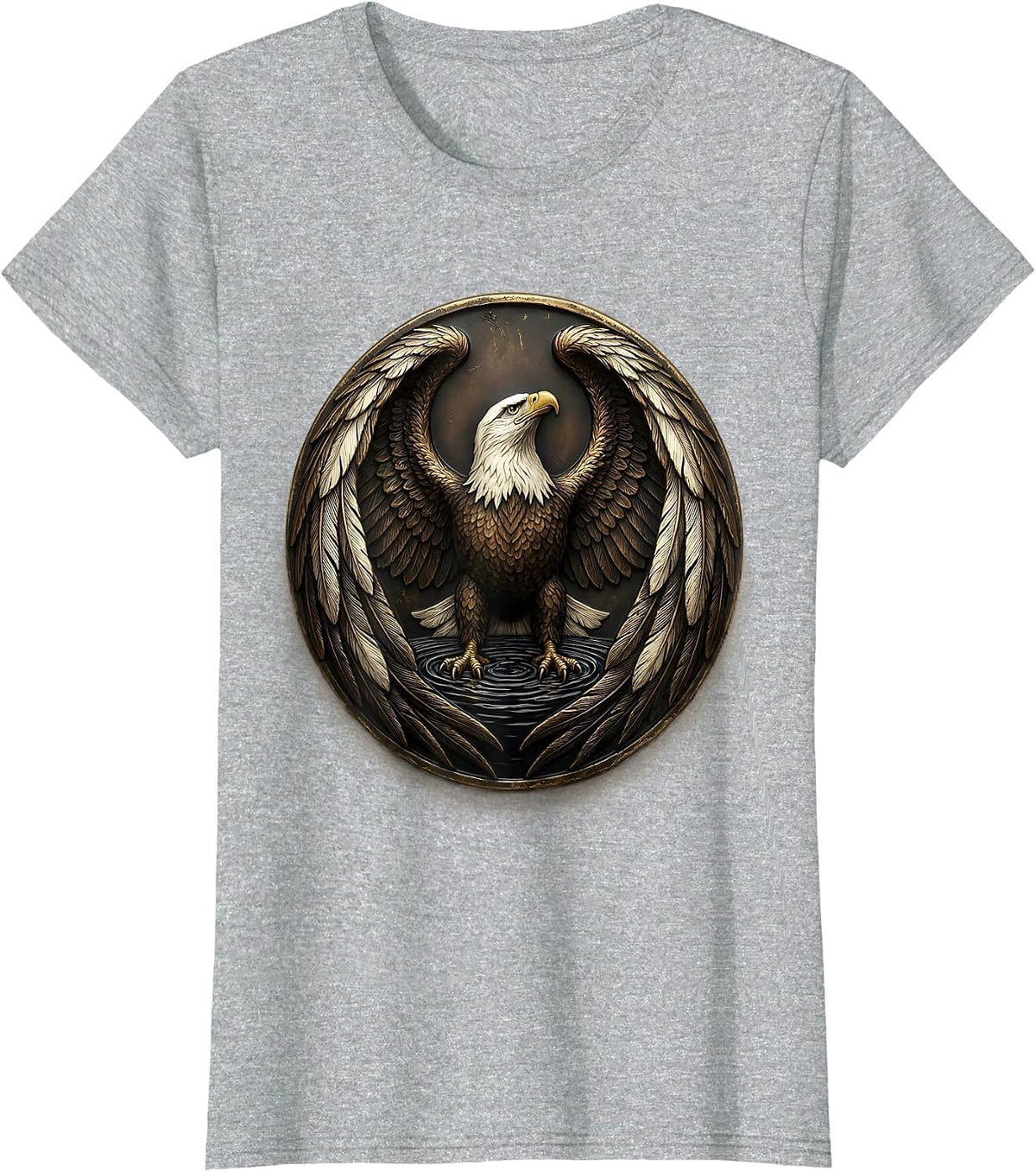 Vintage Bald Eagle Rising Circle Faith Pride T-Shirt - Heather Grey