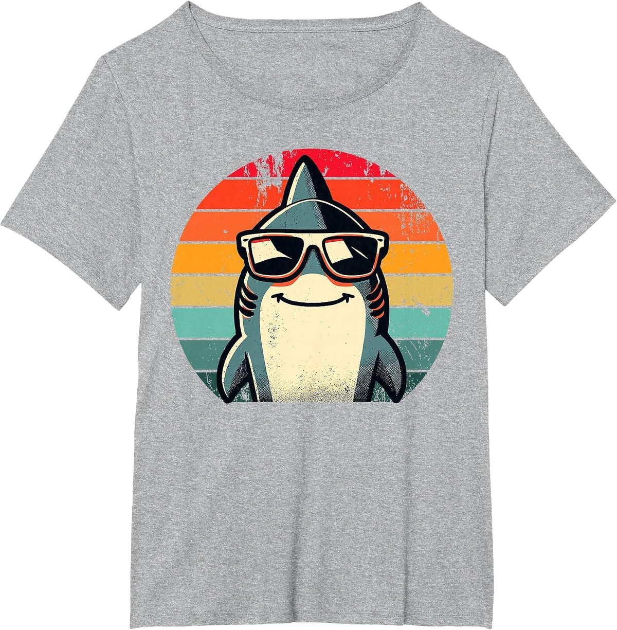 Cool Retro Shark in Sunglasses 70s 80s 90s Funny Shark T-Shirt - Heather Grey