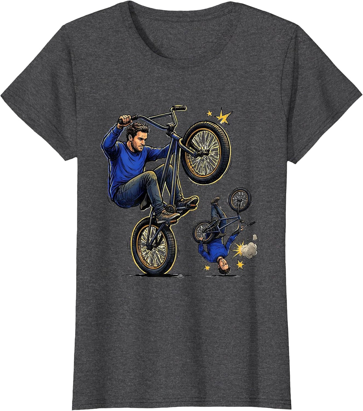 Women's Confident BMX Rider Manual Pose Extreme Sports Fan T-Shirt - Dark Heather Grey