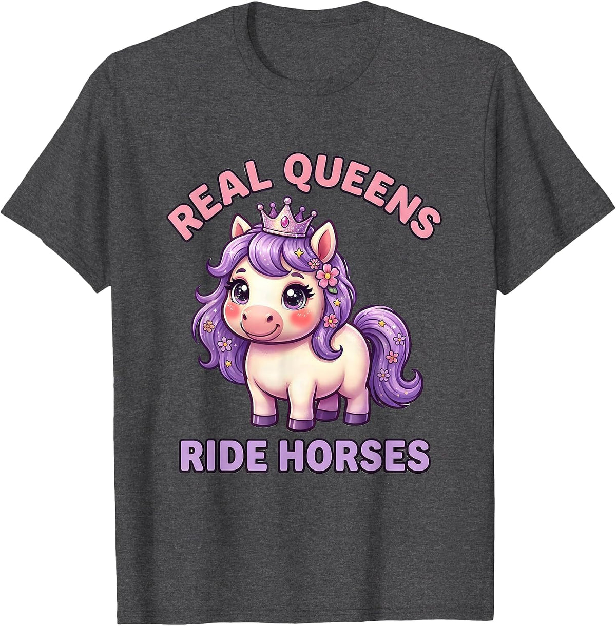 Men's Real Queens Ride Horses Rodeo Design T-Shirt - Dark Heather Grey