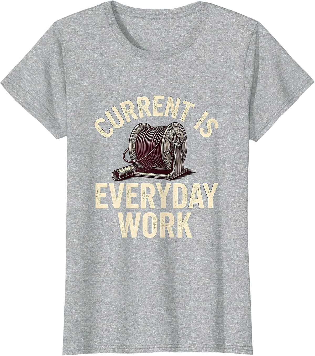 Current Is Everyday Work Funny Electrician Skeleton Trade T-Shirt - Heather Grey