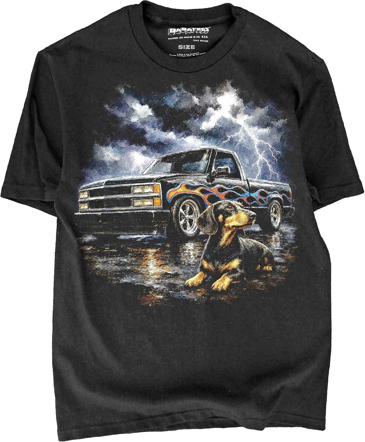 BABATEES Dachshund - U.S.A. Brand Cotton Black Tshirt - Dachshund 22b