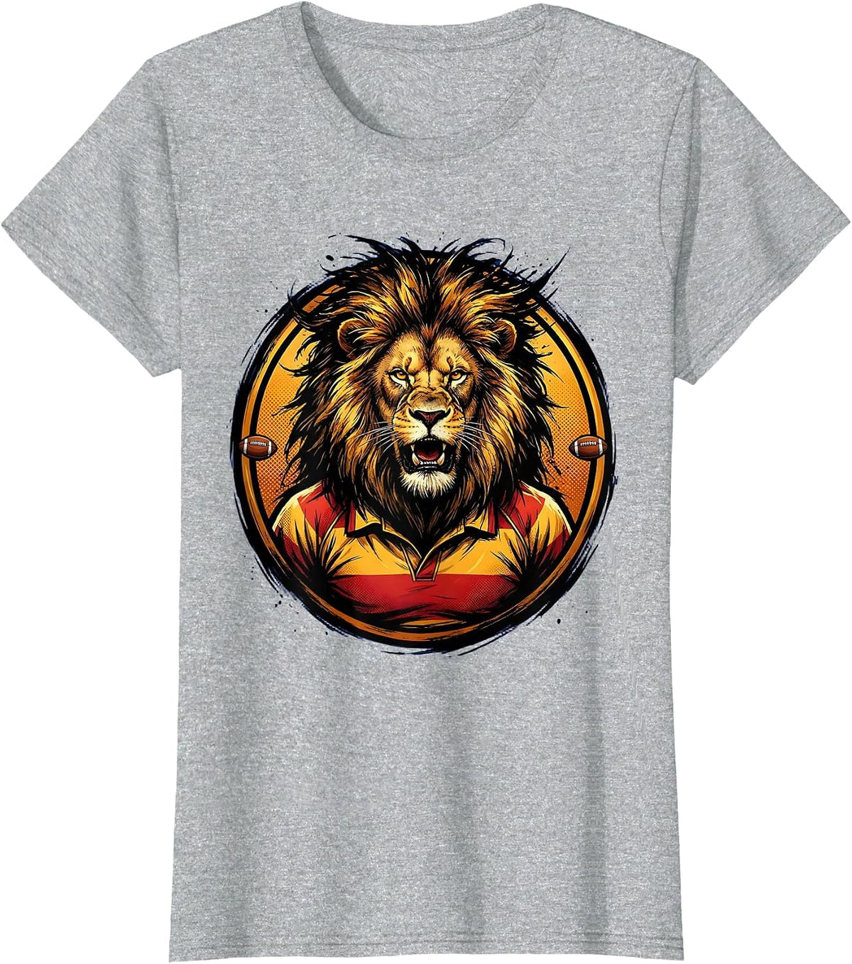Lioness Rugby Player Graphic Design T-Shirt - Heather Grey