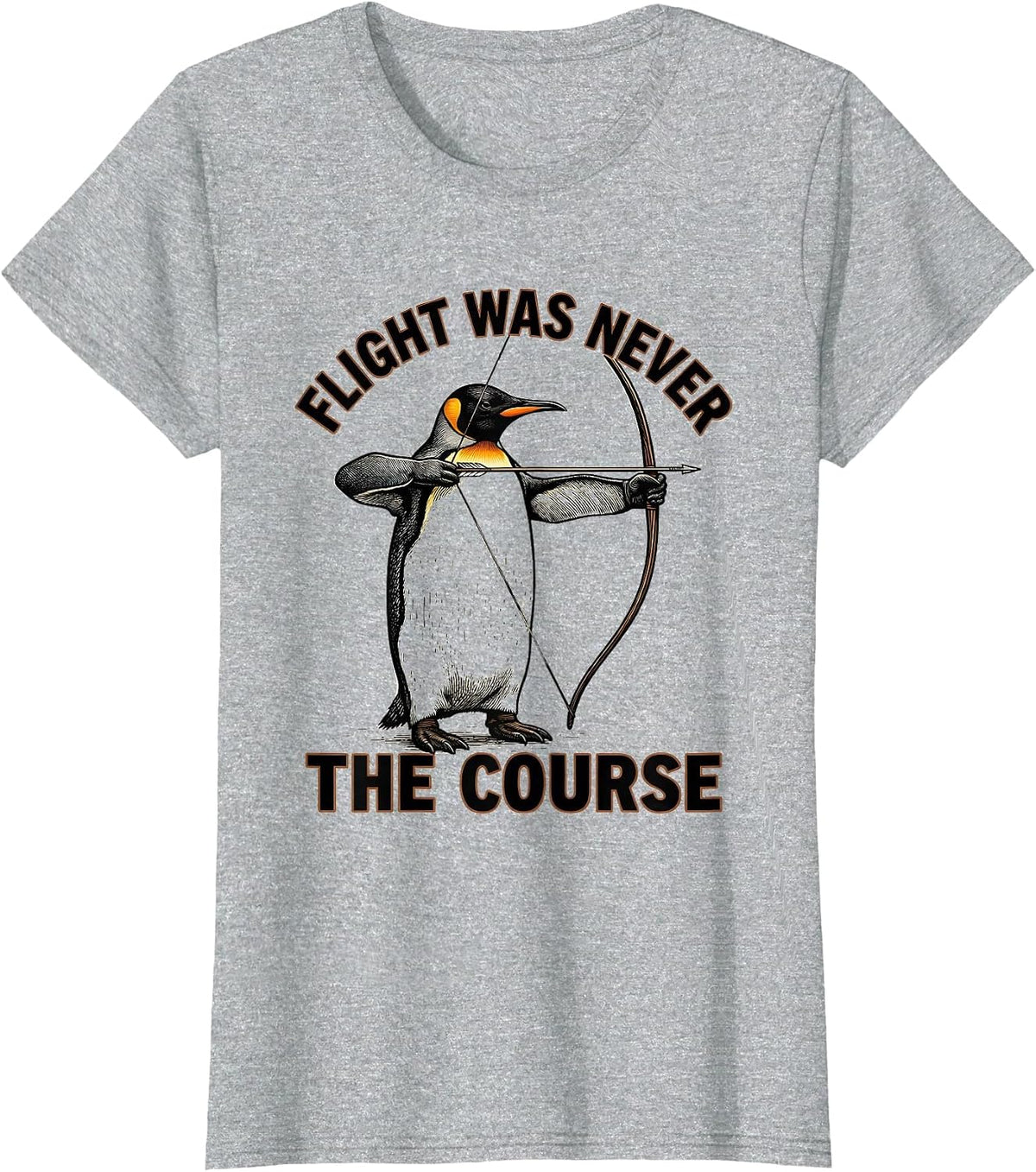 Flight Was Never The Course Funny Penguin Martial Arts Humor T-Shirt - Heather Grey