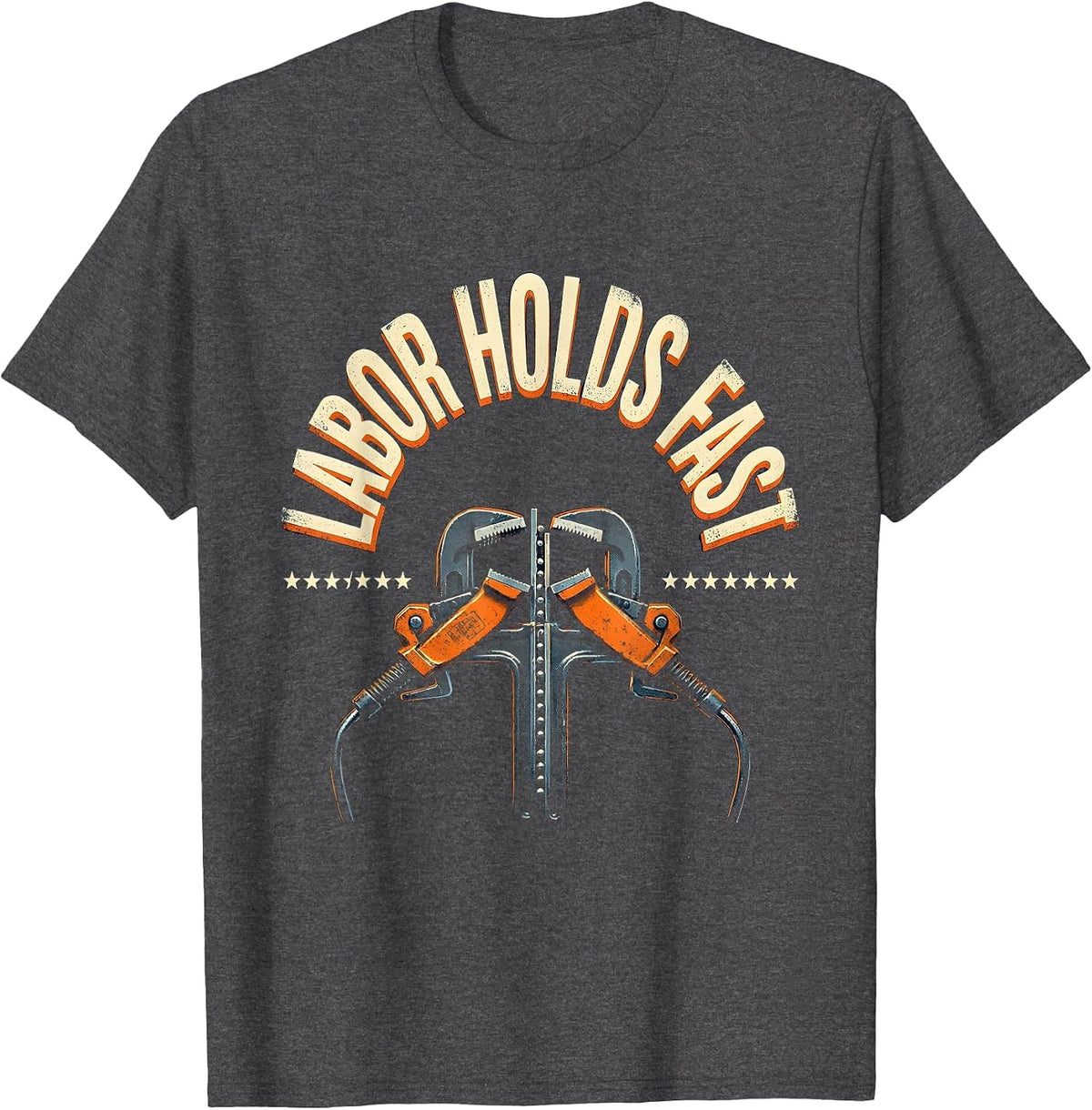 Men's Labor Holds Fast Heavy Condensed Union Worker Solidarity T-Shirt - Dark Heather Grey