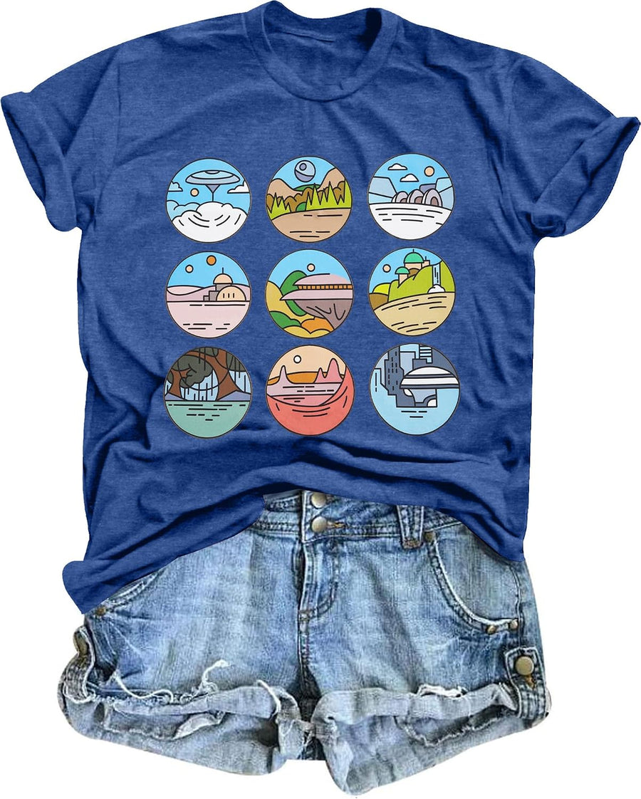 Womens World Traveler Shirt Magic Kingdom Graphic Tshirt Matching Trip T-Shirt Girl Vacation Hodilay Short Sleeve Top -