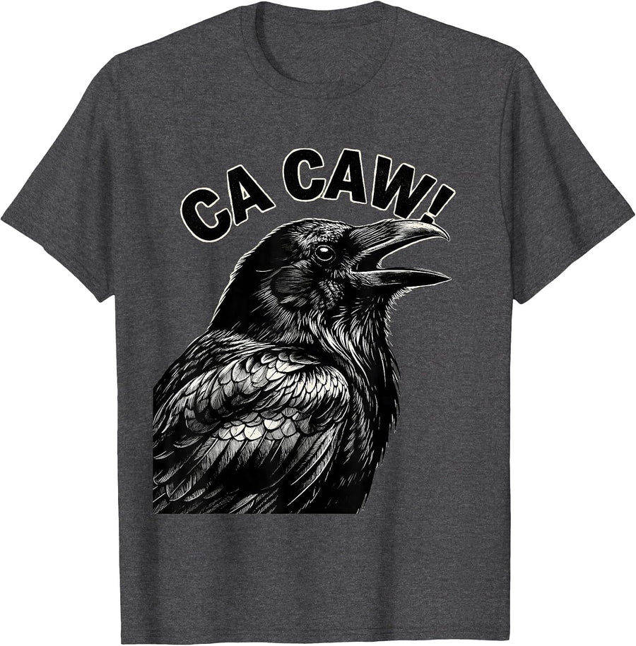 Men's Ca Caw! Funny F-Caw-F Crow Humor Dark Bird Gothic T-Shirt - Dark Heather Grey