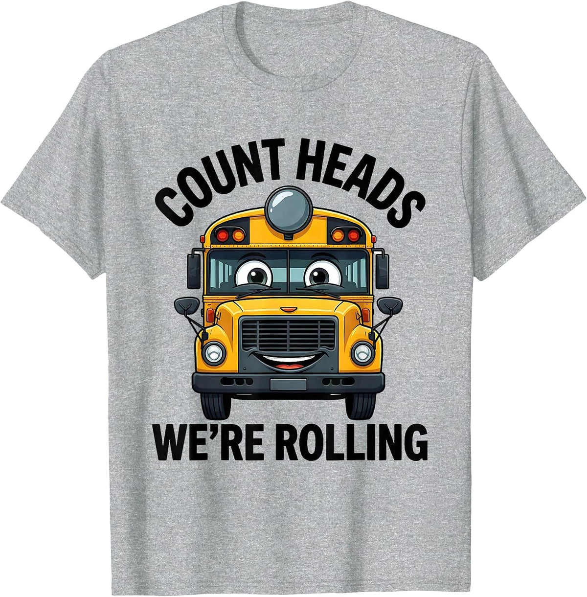 Men's Count Heads, We're Rolling Funny School Bus Driver Halloween T-Shirt - Heather Grey