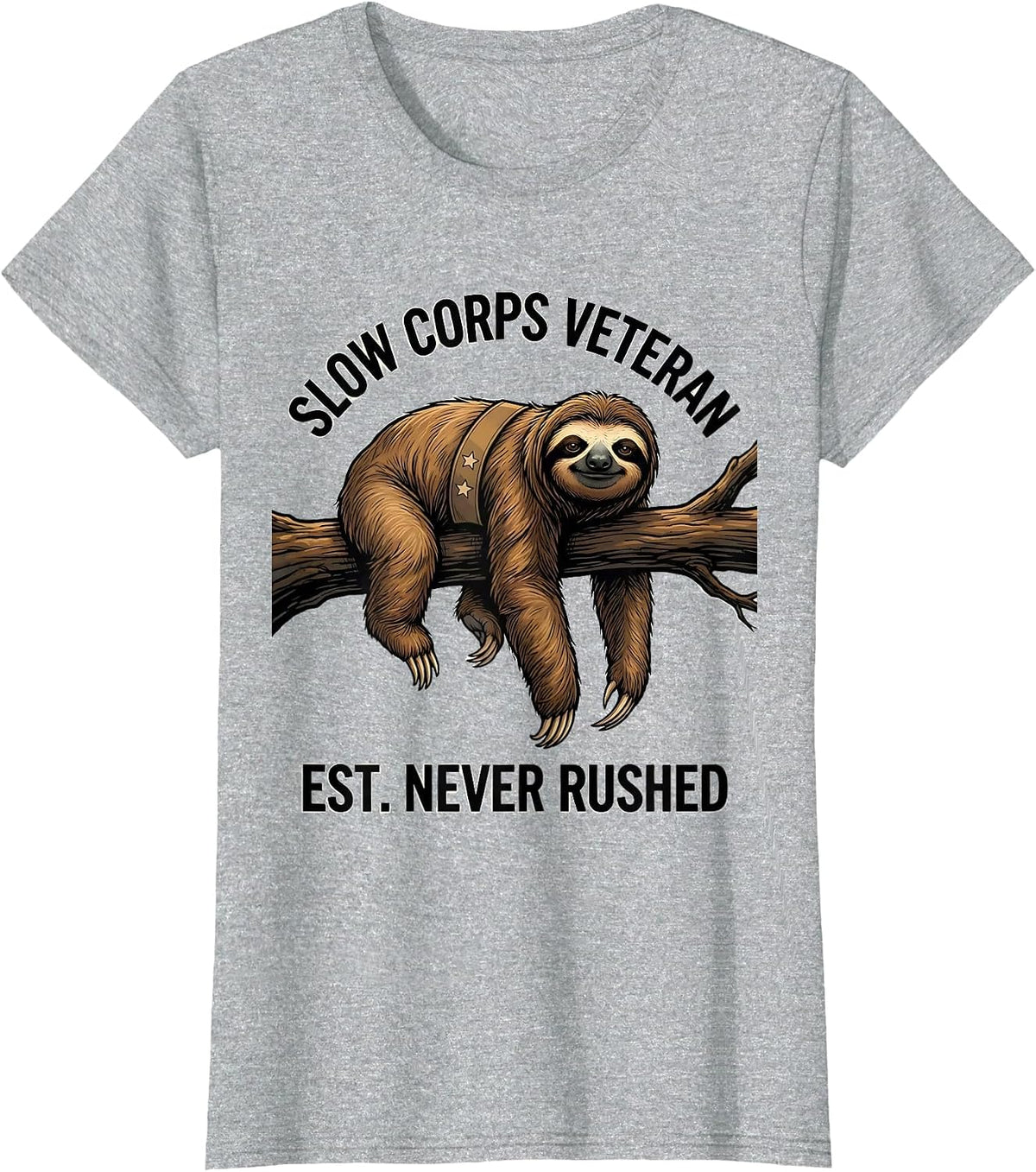 Slow Corps Veteran, Est. Never Rushed Funny Sloth Lover Gift T-Shirt - Heather Grey