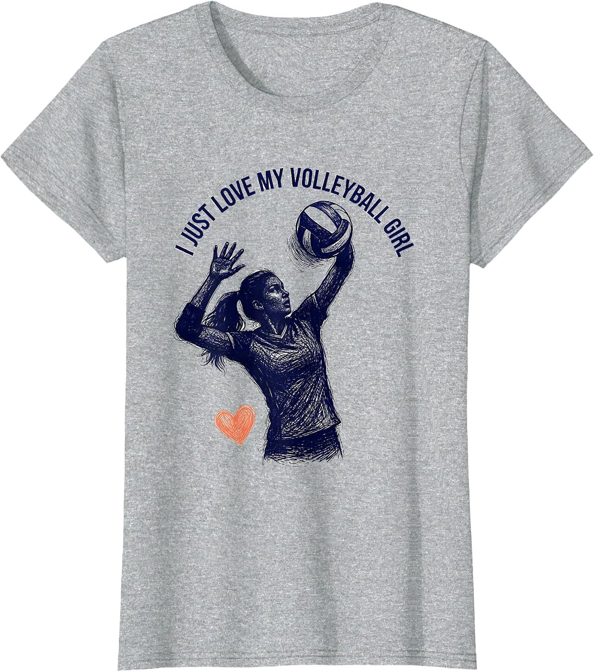 I Just Love My Volleyball Girl Mom Design T-Shirt - Heather Grey