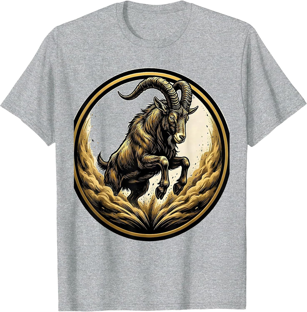 Men's Angry Charging Goat with Dust Trail Graphic T-Shirt - Heather Grey