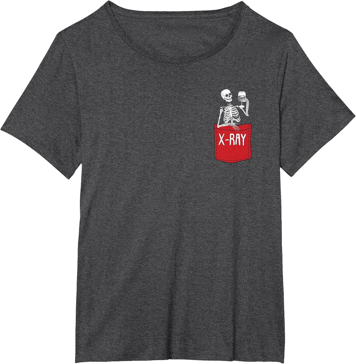 X-Ray Radiologic Technologist Funny Skeleton Pocket Rad Tech T-Shirt - Dark Heather Grey