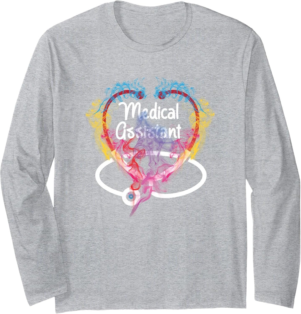 Medical Assistant - Stethoscope Nursing Healthcare Worker Long Sleeve T-Shirt - Adult Unisex Heather Grey