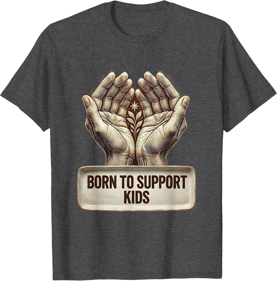 Men's Born to Support Kids Paraprofessional Design T-Shirt - Dark Heather Grey