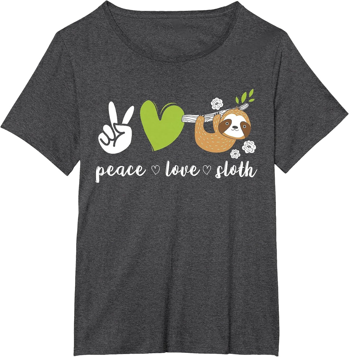 Peace Love Sloth T-Shirt - Dark Heather Grey