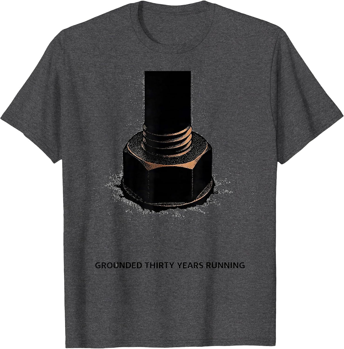 Men's Grounded Thirty Years Running Funny Electrician Gift T-Shirt - Dark Heather Grey