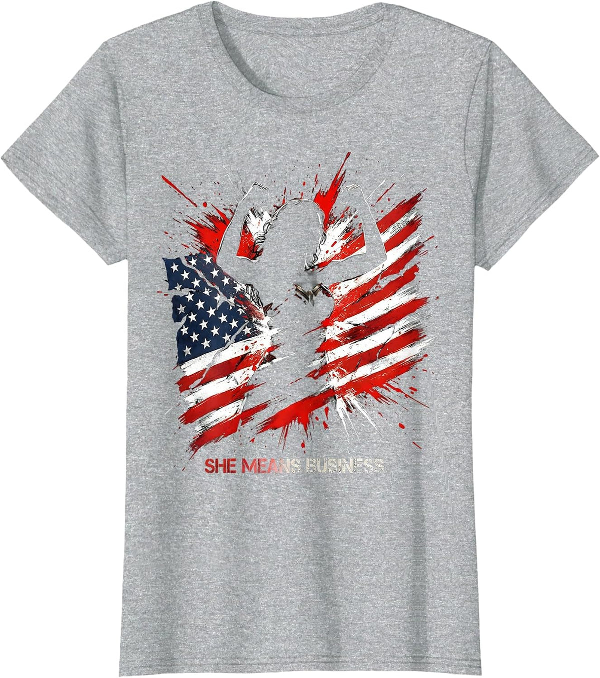 She Means Business Feminist Empowerment Design T-Shirt - Heather Grey