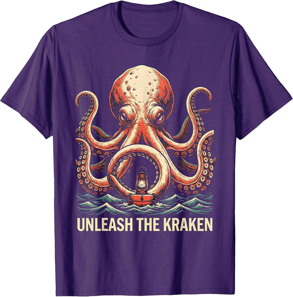 Unleash The Kraken Playful Octopus Sea Monster Ocean Lover T-Shirt - Purple