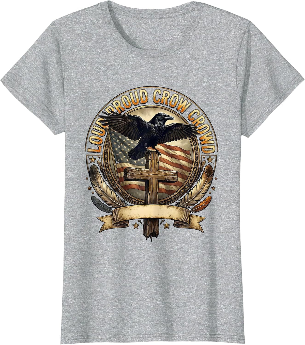 Loud Proud Crow Crowd Funny Crow Design T-Shirt - Heather Grey