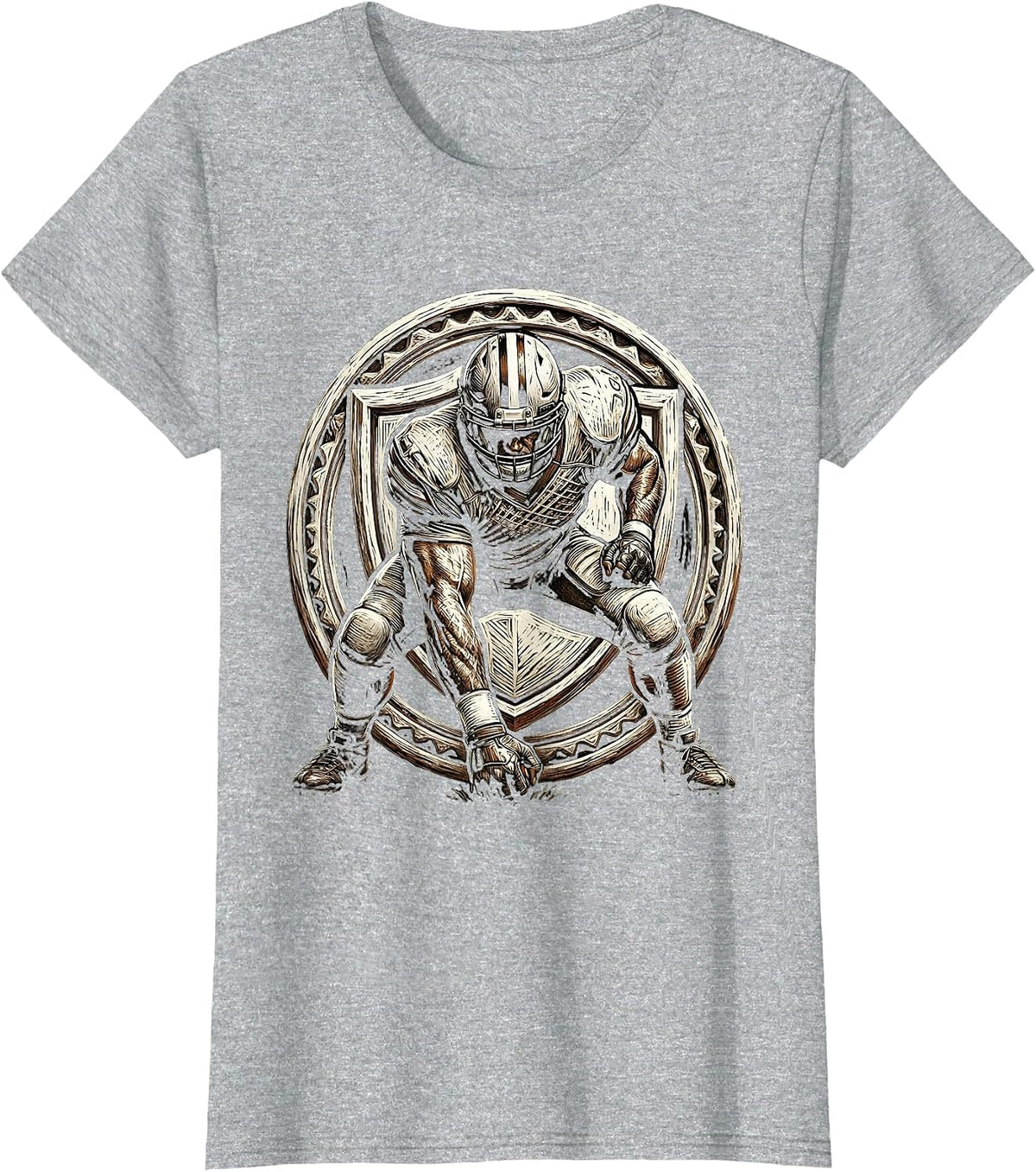 Women's Football Lineman Three-Point Stance Graphic T-Shirt - Heather Grey