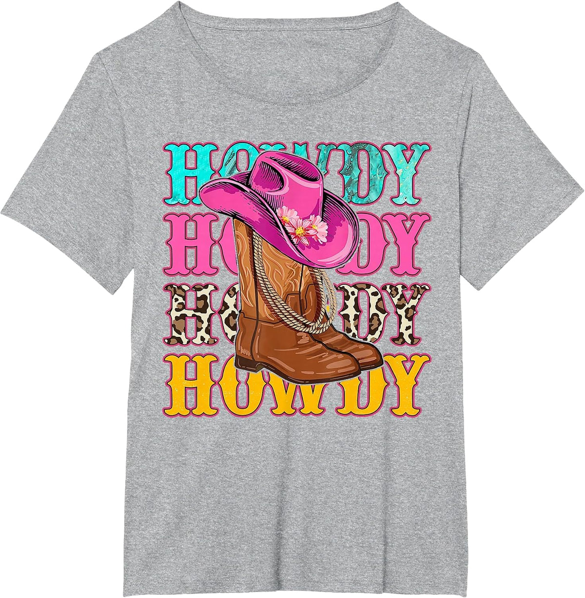 Howdy Southern Western Girls Country Rodeo Cowgirls Boots T-Shirt - Heather Grey