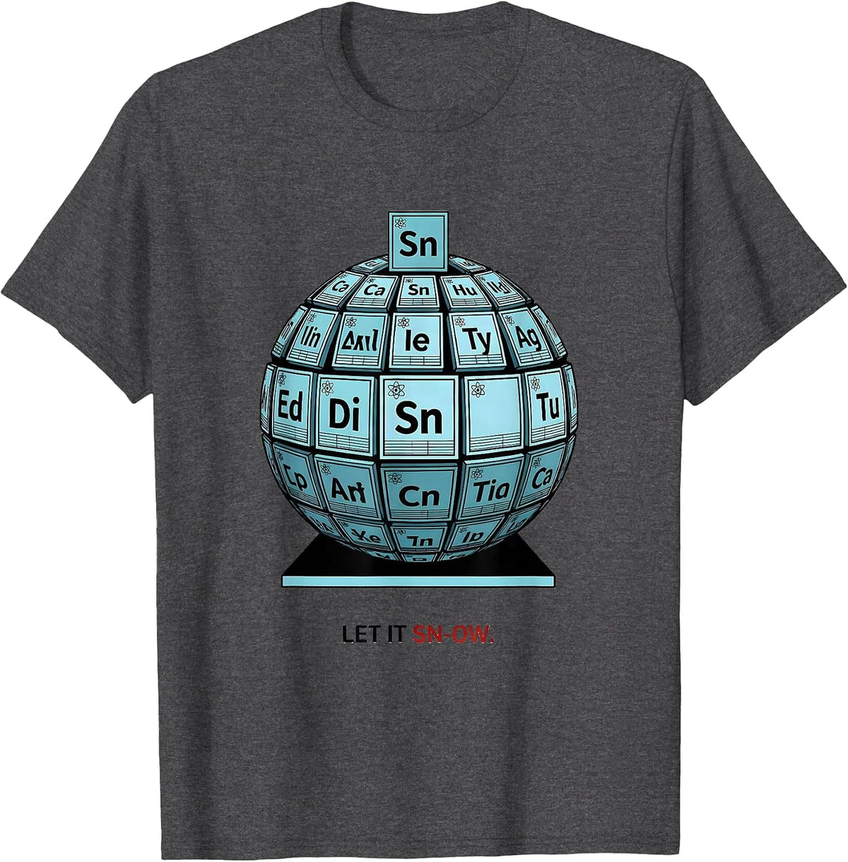 Let It Sn-Ow Geometric Chemistry Pun Science Nerd Humor T-Shirt - Dark Heather Grey